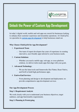unlock the power of custom app development