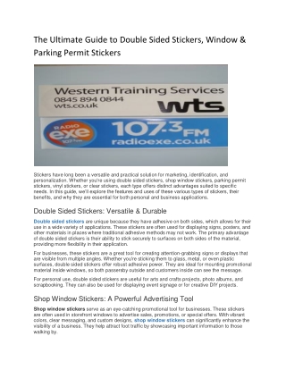 The Ultimate Guide to Double Sided Stickers, Window & Parking Permit Stickers