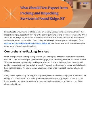what should you expect from packing and unpacking