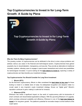 Top Cryptocurrencies to Invest in for Long-Term Growth_ A Guide by Plena