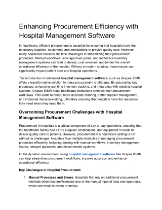 enhancing procurement efficiency with hospital