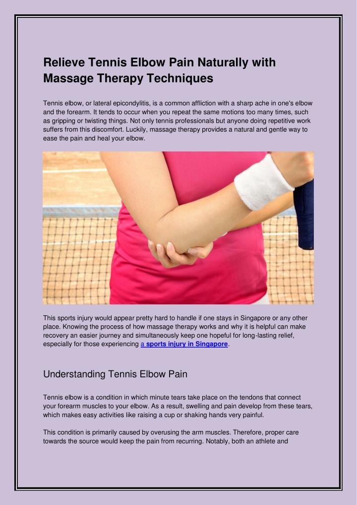 relieve tennis elbow pain naturally with massage