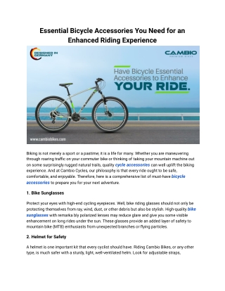 Shop Premium Bicycle Accessories for Optimal Performance | Cambio Bikes