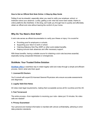 how to get an official sick note online a step