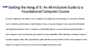 getting the hang of it an all inclusive guide to a foundational computer course