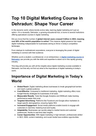 Digital Marketing Course in Dehradun