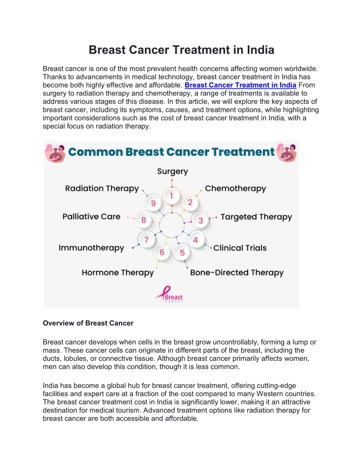 breast cancer treatment in india