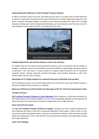 understanding the significance of full truckload