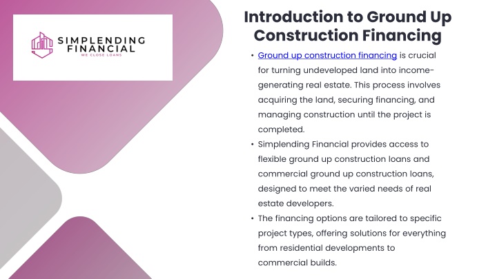 introduction to ground up construction financing