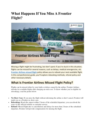 What Happens If You Miss A Frontier Flight