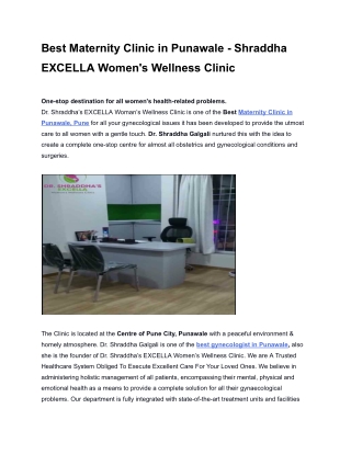 Best Maternity Clinic in Punawale - Shraddha EXCELLA Women's Wellness Clinic