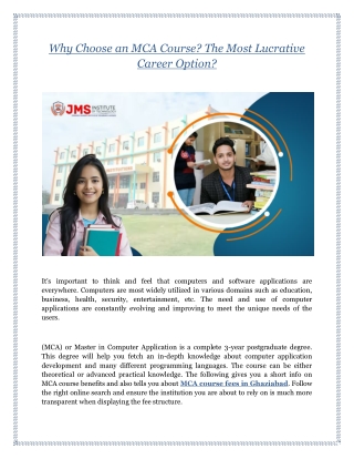 Why Choose an MCA Course? The Most Lucrative Career Option?