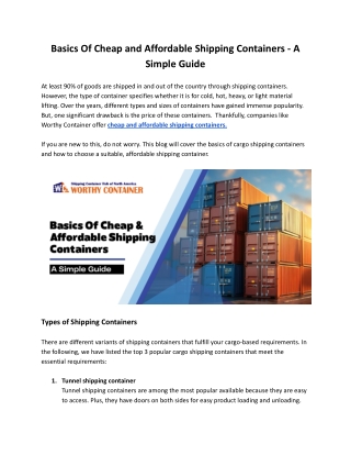 basics of cheap and affordable shipping
