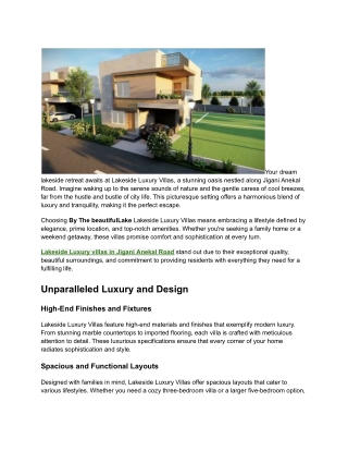 Lakeside Luxury villas in Jigani Anekal Road