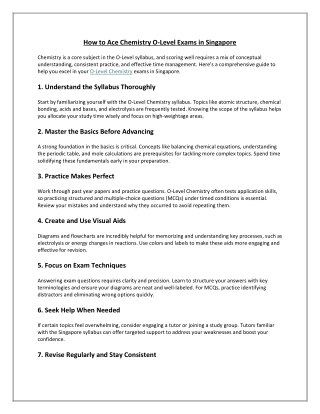 how to ace chemistry o level exams in singapore