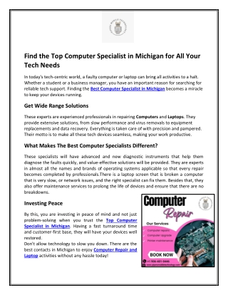 Find the Top Computer Specialist in Michigan for All Your Tech Needs