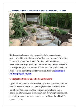 8 Common Mistakes to Avoid in Hardscape Landscaping Projects in Riyadh