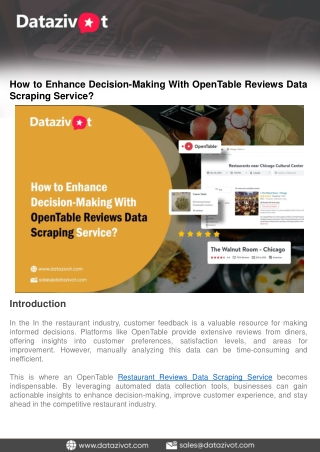 How to Enhance Decision-Making With OpenTable Reviews Data Scraping Service