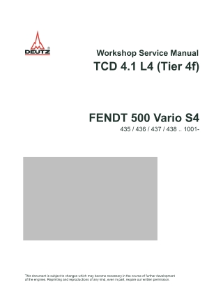 Deutz TCD 4.1 L4 (Tier 4f) Engine Service Repair Manual Instant Download