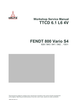 Deutz TTCD 6.1 L6 4V Engine Service Repair Manual Instant Download