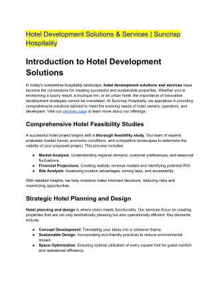 Hotel Development Solutions & Services _ Suncrisp Hospitality