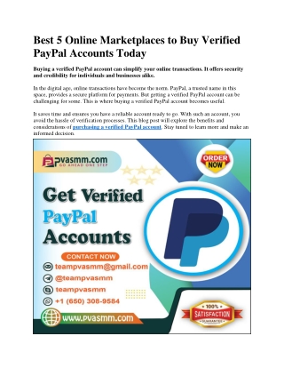 Best 5 Online Marketplaces to Buy Verified PayPal Accounts Today