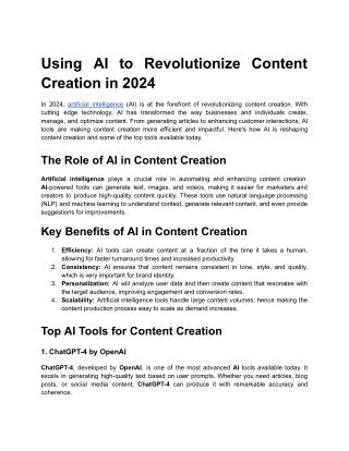 using ai to revolutionize content creation in 2024