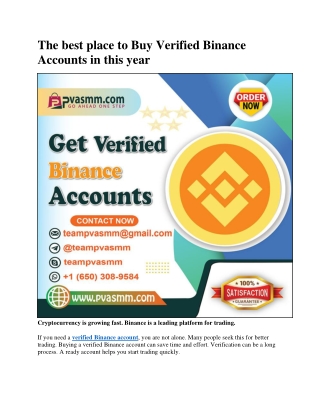 the best place to Buy Verified Binance Accounts in this year