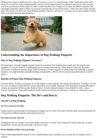 Dog Walking Etiquette: The Do's and Don'ts