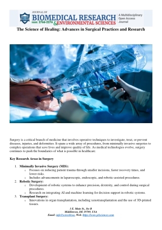 the science of healing advances in surgical