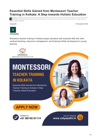 medium.com-Essential Skills Gained from Montessori Teacher Training in Kolkata A Step towards Holistic Education