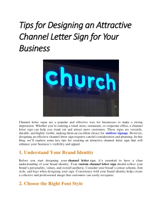 Tips for Designing an Attractive Channel Letter Sign for Your Business