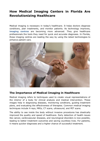 How Medical Imaging Centers in Florida Are Revolutionizing Healthcare