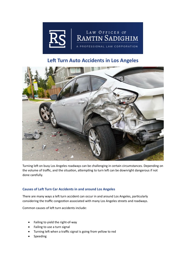 left turn auto accidents in los angeles