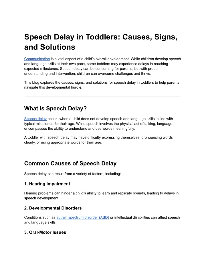 speech delay in toddlers causes signs