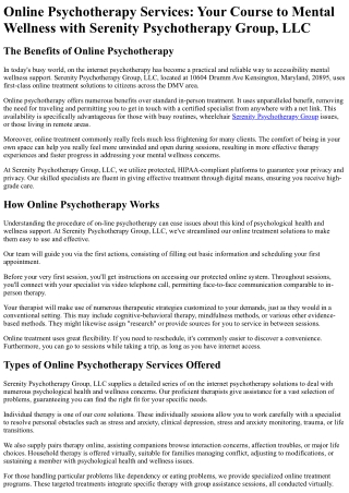 Serenity Psychotherapy Group