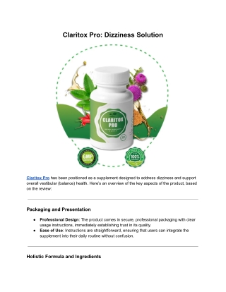 claritox pro dizziness solution