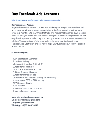 Buy Facebook Ads Accounts 2025