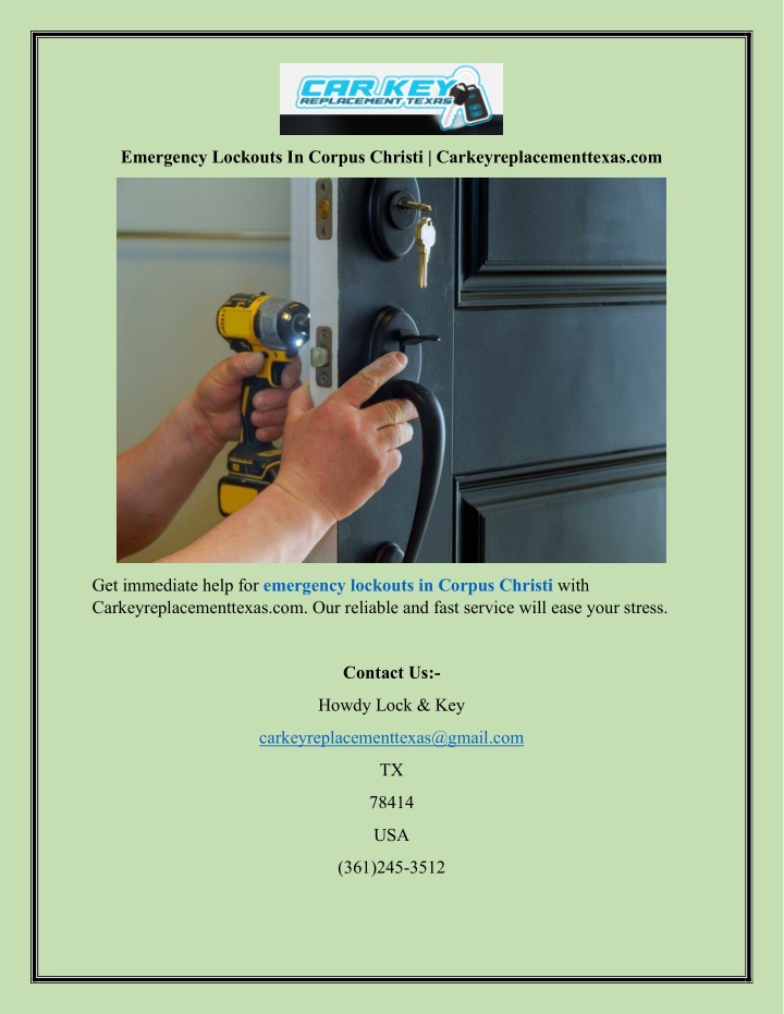 emergency lockouts in corpus christi