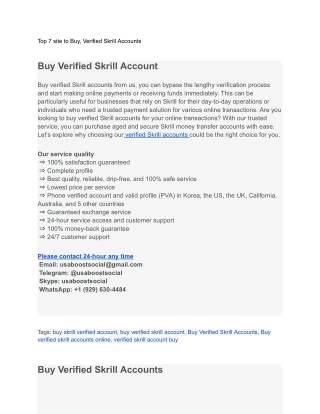 top 7 site to buy verified skrill accounts