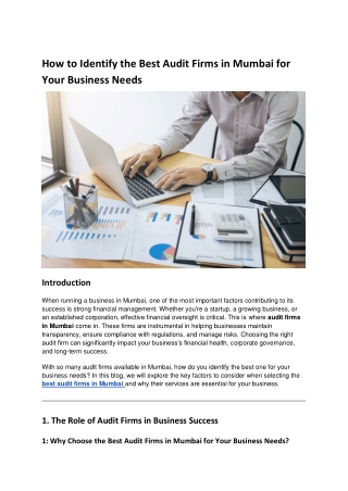 How to Identify the Best Audit Firms in Mumbai for Your Business Needs