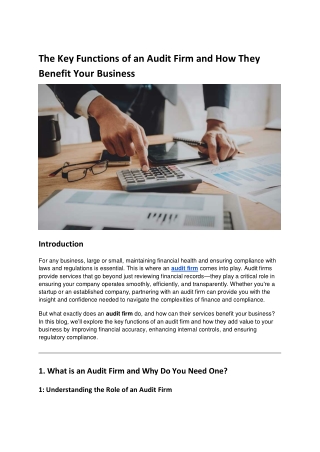 The Key Functions of an Audit Firm and How They Benefit Your Business