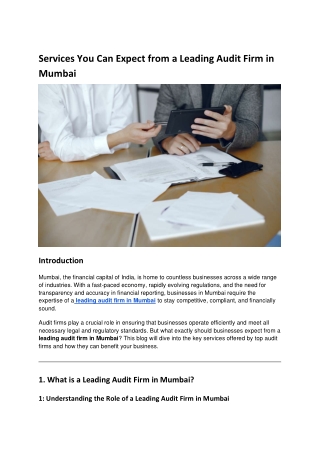 Services You Can Expect from a Leading Audit Firm in Mumbai
