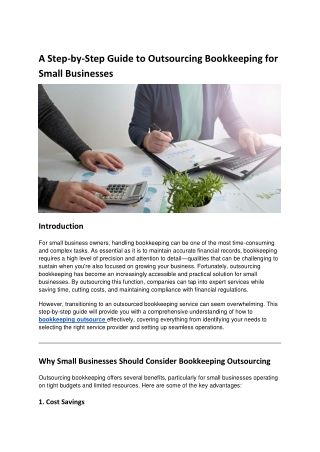 A Step-by-Step Guide to Outsourcing Bookkeeping for Small Businesses