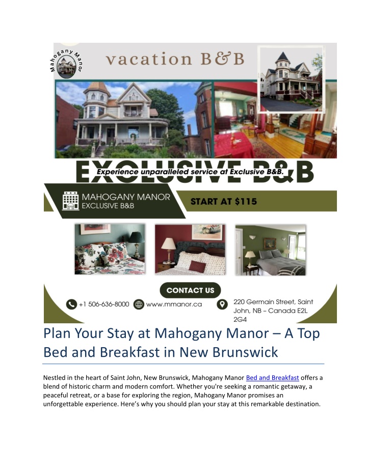 plan your stay at mahogany manor