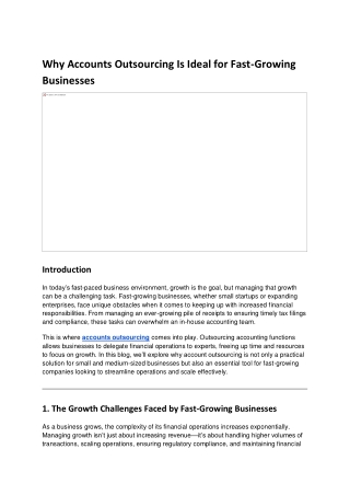 why accounts outsourcing is ideal for fast