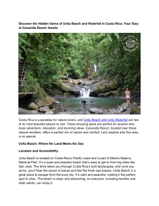 Discover the Hidden Gems of Uvita Beach and Waterfall in Costa Rica Your Stay at Canavida Resort Awaits