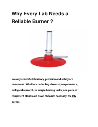 Why Every Lab Needs a Reliable Burner