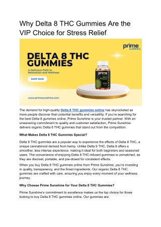 Why Delta 8 THC Gummies Are the VIP Choice for Stress Relief