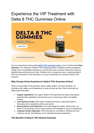 Experience the VIP Treatment with Delta 8 THC Gummies